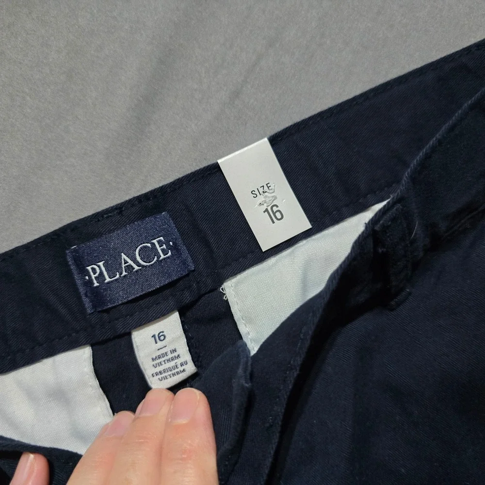 The Children's Place Chino Shorts Kids 16 Navy Blue Stretch Adjustable Waist